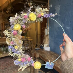 Couronne murale en fleurs séchées "Joséphine"